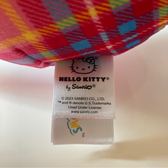 Squishmallow Kellytoy Plush Hello Kitty Sanrio 8" Hello Kitty Plaid New with Tag - Picture 4 of 6